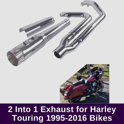 2 Into 1 Exhaust for Harley Touring 1995-2016 Bikes